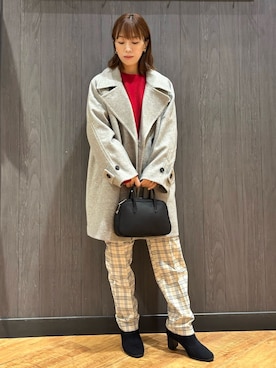 「アイテム（ボストンバッグ）」を使った、meiさん（レディース・153cm）の冬コーディネート
