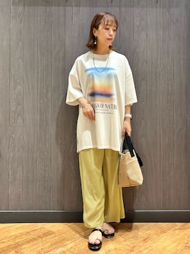 「アイテム（パンツ、イエロー系）」を使った、meiさん（レディース・153cm）の夏コーディネート