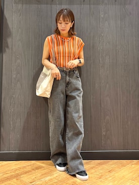 「Cutie Blonde（キューティーブロンド）のアイテム（デニムパンツ）」を使った、meiさん（レディース・153cm）の夏コーディネート