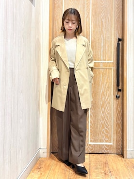 「春ニット」｜「アイテム（トレンチコート）」を使った、meiさん（レディース・153cm）の春コーディネート