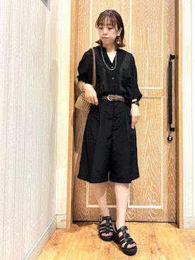 「アイテム（タンクトップ、イエロー系）」を使った、meiさん（レディース・153cm）の夏コーディネート