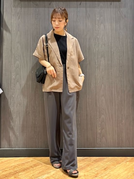 「SHOO・LA・RUE（シューラルー）の【軽量】ふわっと軽いフラップショルダーバッグ（ショルダーバッグ）」を使った、meiさん（レディース・153cm）の夏コーディネート