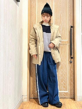 「SHOO・LA・RUE（シューラルー）のアイテム（ニットキャップ/ビーニー）」を使った、meiさん（レディース・153cm）の秋コーディネート