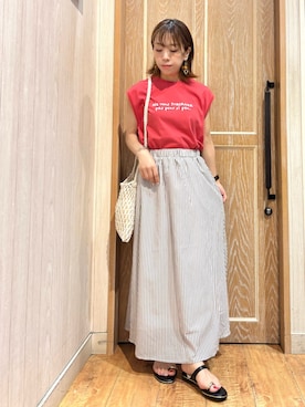 「ストライプスカート」｜meiさん（レディース・153cm）の夏コーディネート
