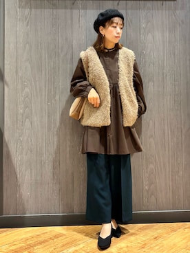 「アイテム（チュニック）」を使った、meiさん（レディース・153cm）の秋コーディネート