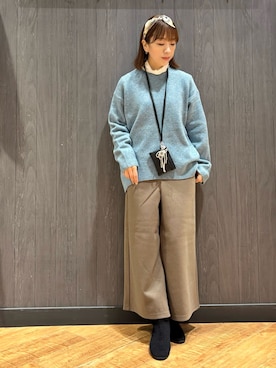 「アイテム（バンダナ/スカーフ）」を使った、meiさん（レディース・153cm）の冬コーディネート