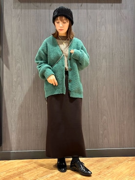 「SHOO・LA・RUE（シューラルー）のアイテム（ニットキャップ/ビーニー）」を使った、meiさん（レディース・153cm）の秋コーディネート