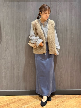 「SHOO・LA・RUE（シューラルー）の【軽量】ふわっと軽いフラップショルダーバッグ（ショルダーバッグ）」を使った、meiさん（レディース・153cm）の秋コーディネート