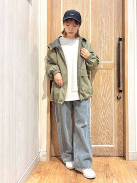 「キャップ女子」｜「アイテム（ブルゾン）」を使った、meiさん（レディース・153cm）の春コーディネート