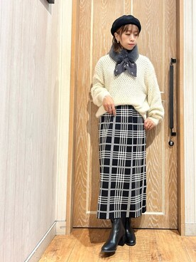 「初冬コーデ」｜「アイテム（ハンチング/ベレー帽）」を使った、meiさん（レディース・153cm）の秋コーディネート