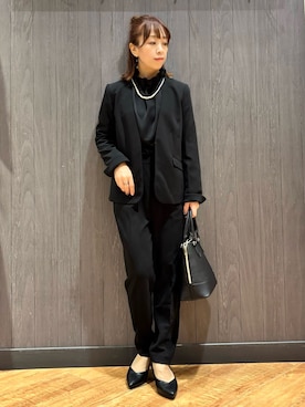 「アイテム（ノーカラージャケット）」を使った、meiさん（レディース・153cm）の冬コーディネート