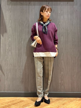 「アイテム（バンダナ/スカーフ）」を使った、meiさん（レディース・153cm）の秋コーディネート