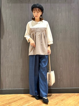 「ワイドパンツ」｜meiさん（レディース・153cm）の秋コーディネート