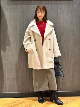 「アイテム（チェスターコート）」を使った、meiさん（レディース・153cm）の冬コーディネート