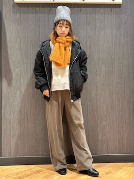 「アイテム（ストール/ショール）」を使った、meiさん（レディース・153cm）の秋コーディネート