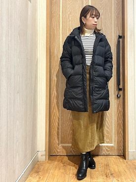 「リブニット」｜「アイテム（ダウンジャケット/コート）」を使った、meiさん（レディース・153cm）の冬コーディネート