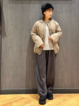 「SHOO・LA・RUE（シューラルー）のアイテム（ニットキャップ/ビーニー）」を使った、meiさん（レディース・153cm）の秋コーディネート