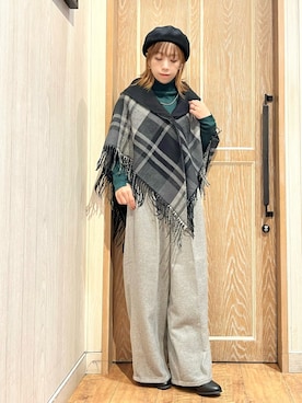 「タートルネック」｜「アイテム（ハンチング/ベレー帽）」を使った、meiさん（レディース・153cm）の秋コーディネート