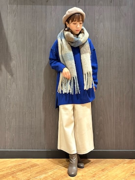 「アイテム（チュニック）」を使った、meiさん（レディース・153cm）の冬コーディネート