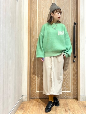 「SHOO・LA・RUE（シューラルー）のアイテム（ニットキャップ/ビーニー）」を使った、meiさん（レディース・153cm）の冬コーディネート