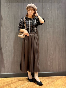 「SHOO・LA・RUE（シューラルー）の【軽量】ふわっと軽いフラップショルダーバッグ（ショルダーバッグ）」を使った、meiさん（レディース・153cm）の秋コーディネート