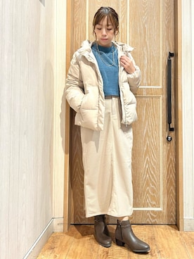 「DRESKIP（ドレスキップ）のアイテム（ダウンジャケット/コート）」を使った、meiさん（レディース・153cm）の秋コーディネート