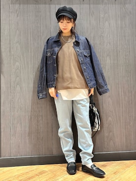 「アイテム（キャスケット）」を使った、meiさん（レディース・153cm）の春コーディネート