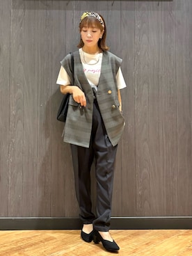 「アイテム（ベスト）」を使った、meiさん（レディース・153cm）の夏コーディネート