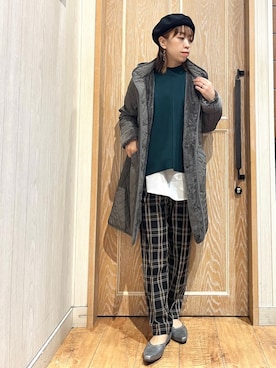 「秋冬」｜「アイテム（ハンチング/ベレー帽）」を使った、meiさん（レディース・153cm）の秋コーディネート