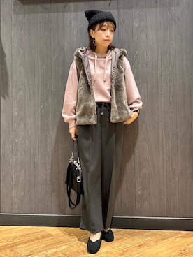 「SHOO・LA・RUE（シューラルー）の【洗濯機可/撥水/マルチWAY】ファーライナー付き 毎日欲張りマンパ（ブルゾン、ブラウン系）」を使った、meiさん（レディース・153cm）の秋コーディネート
