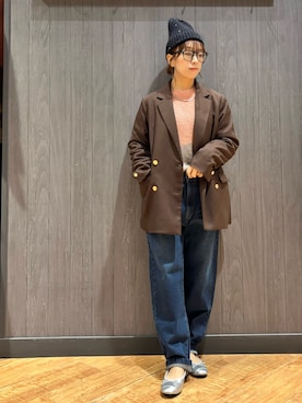 「SHOO・LA・RUE（シューラルー）のアイテム（ニットキャップ/ビーニー）」を使った、meiさん（レディース・153cm）の秋コーディネート