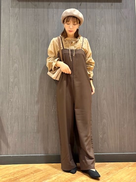 「アイテム（オールインワン・サロペット）」を使った、meiさん（レディース・153cm）の秋コーディネート