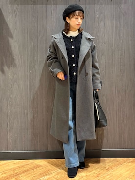「アイテム（その他アウター、グレー系）」を使った、meiさん（レディース・153cm）の冬コーディネート