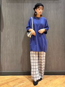 「アイテム（チュニック）」を使った、meiさん（レディース・153cm）の秋コーディネート