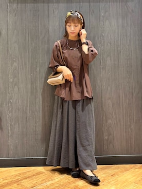 「SHOO・LA・RUE（シューラルー）の【軽量】ふわっと軽いフラップショルダーバッグ（ショルダーバッグ）」を使った、meiさん（レディース・153cm）の秋コーディネート