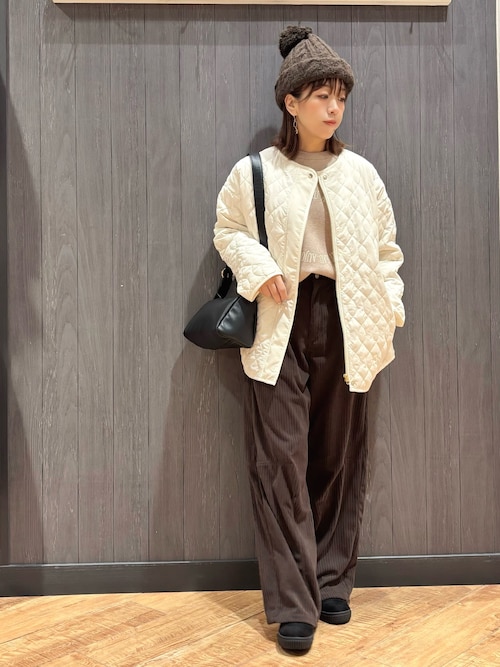 【洗濯機可/S-LL/撥水】大人が着たい ノーカラー キルトジャケット