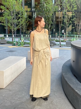 「KBF（ケイビーエフ）のSiltrata　Multi set one-piece（ワンピース、ベージュ系）」を使った、ゆうりさん（レディース・158cm）の夏コーディネート