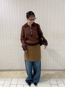 「アイテム（ボストンバッグ）」を使った、ゆうりさん（レディース・158cm）の秋コーディネート