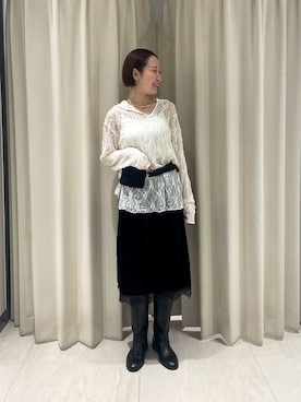 「KBF（ケイビーエフ）のアイテム（スカート）」を使った、ゆうりさん（レディース・158cm）の秋コーディネート