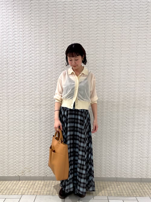 チェックプリーツキャミワンピース