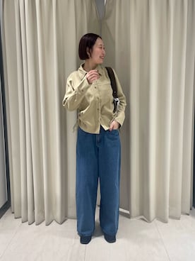 「KBF（ケイビーエフ）のフロントポケットデザインデニム（デニムパンツ、ブルー系）」を使った、ゆうりさん（レディース・158cm）の秋コーディネート