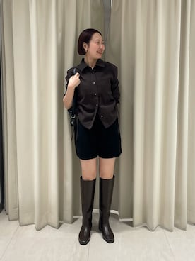 「KBF（ケイビーエフ）のアイテム（ブーツ）」を使った、ゆうりさん（レディース・158cm）の秋コーディネート