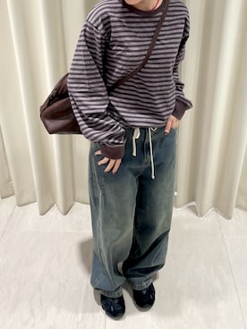 「アイテム（ボストンバッグ）」を使った、ゆうりさん（レディース・158cm）の秋コーディネート