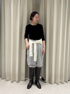 「KBF（ケイビーエフ）のアイテム（ブーツ）」を使った、ゆうりさん（レディース・158cm）の秋コーディネート
