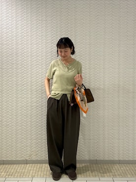 「KBF（ケイビーエフ）のアイテム（パンツ）」を使った、ゆうりさん（レディース・158cm）の春コーディネート