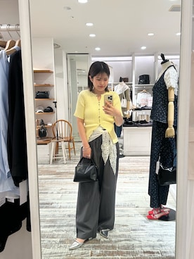 「mystic（ミスティック）の【涼しい素材にリニューアル】26SS Wベルトパンツ（スラックス）」を使った、nanaさん（レディース・161cm）の春コーディネート