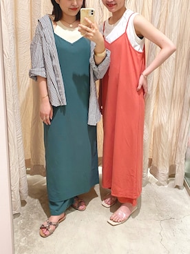 「mystic（ミスティック）のanyway セットUP（ワンピース、グリーン系）」を使った、nanaさん（レディース・161cm）の夏コーディネート