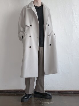 「JUNRED（ジュンレッド）のアイテム（トレンチコート）」を使った、こーきさん（メンズ・172cm）の冬コーディネート