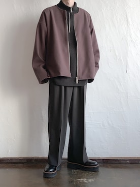 「ワインレッド」｜「アイテム（ブルゾン）」を使った、こーきさん（メンズ・172cm）の秋コーディネート