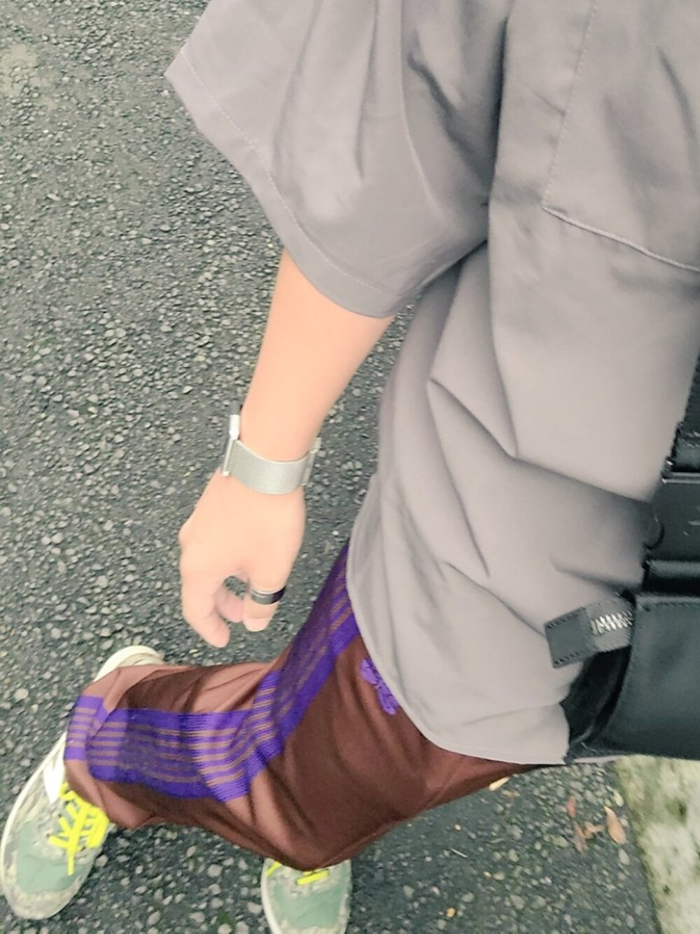「派手、ジャージ」｜「NEW BALANCEのアイテム（スニーカー、グリーン系）」を使った、明太子さん（メンズ・168cm）の夏コーディネートの1枚目の写真